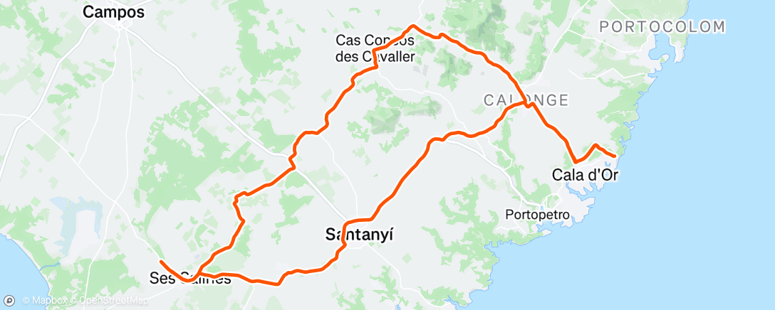Map of the activity, Bicicleta por la tarde