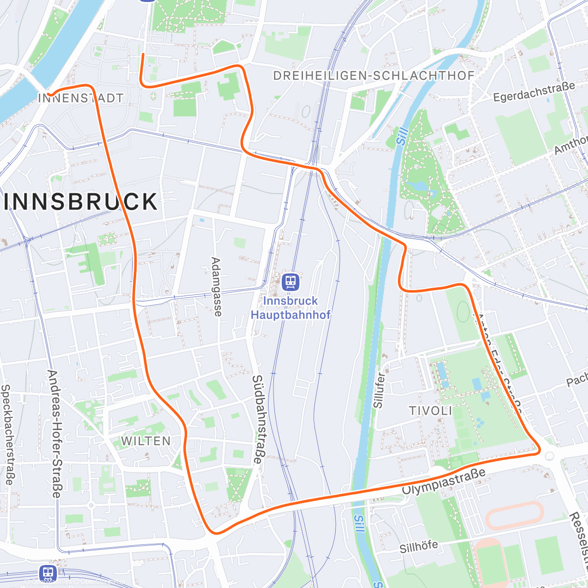 Map of the activity, VK tauon jälkeen - Maksimisyke 205 - Zwift - Group Run: Weekend Long Run (D) on Innsbruckring in Innsbruck