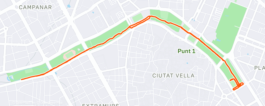Map of the activity, Afternoon Run
