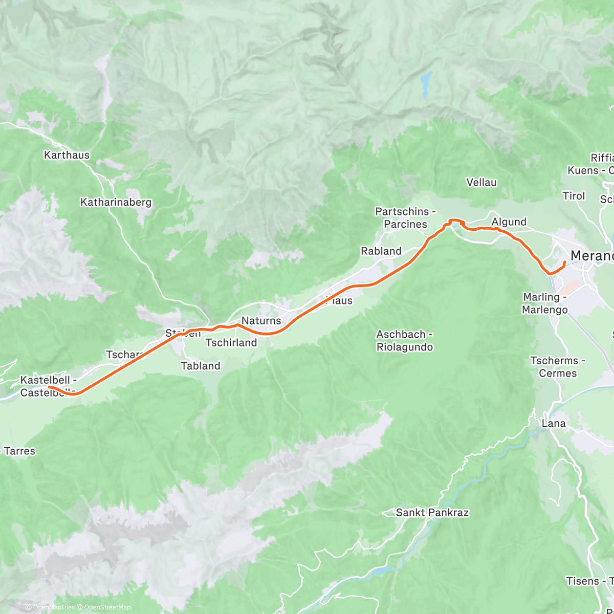 Map of the activity, ROUVY - Vinschgau Cycle Path 3, Kastelbell to Merano | Italy