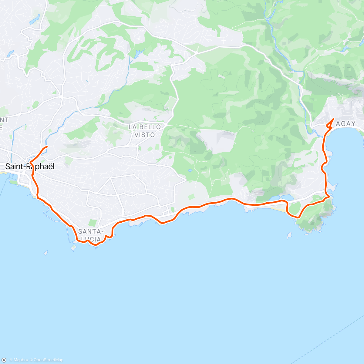 Map of the activity, St Raphael to Agay