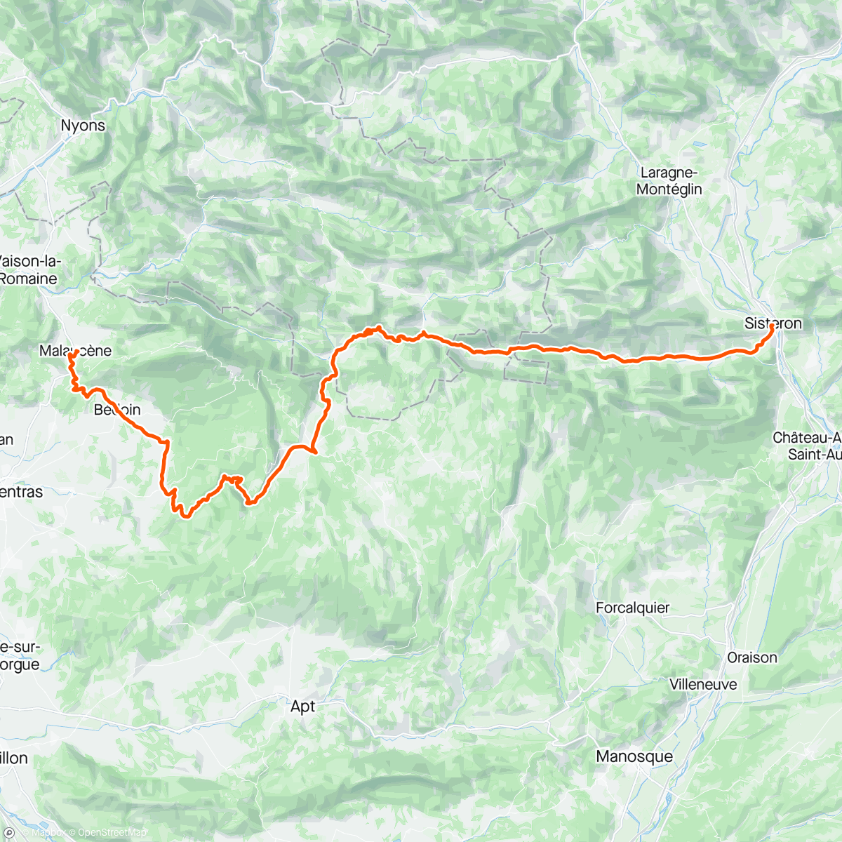 Map of the activity, DAY 4: MARMOT BIKE TOUR 🇫🇷 Sisteron to Malaucene and the vineyards of Gigondas