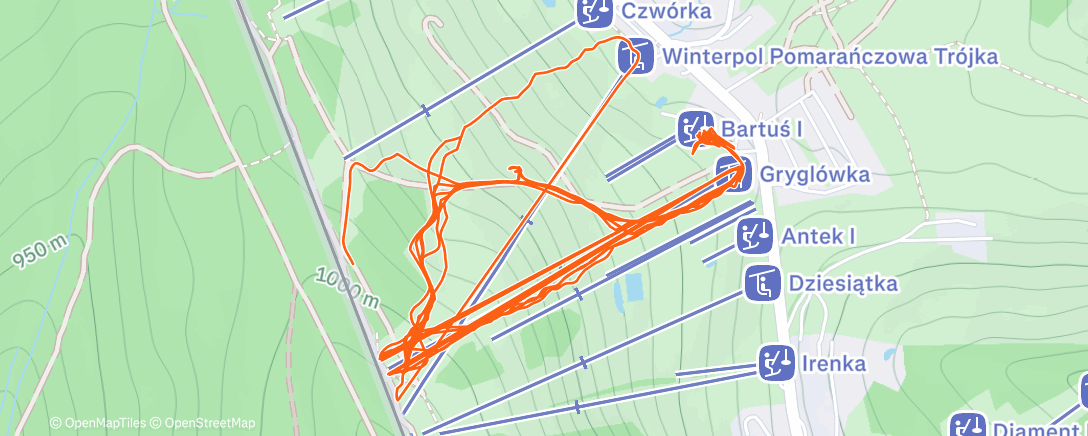 Map of the activity, Afternoon Snowboard