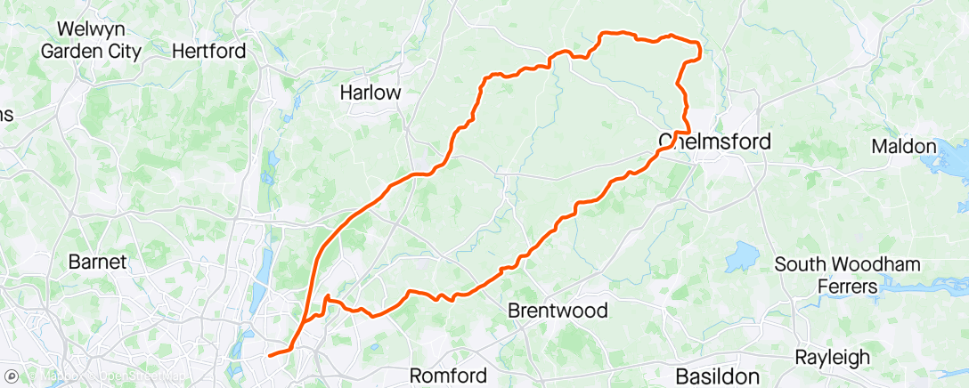 Map of the activity, LVCC A smashy, windy Writtle loop
