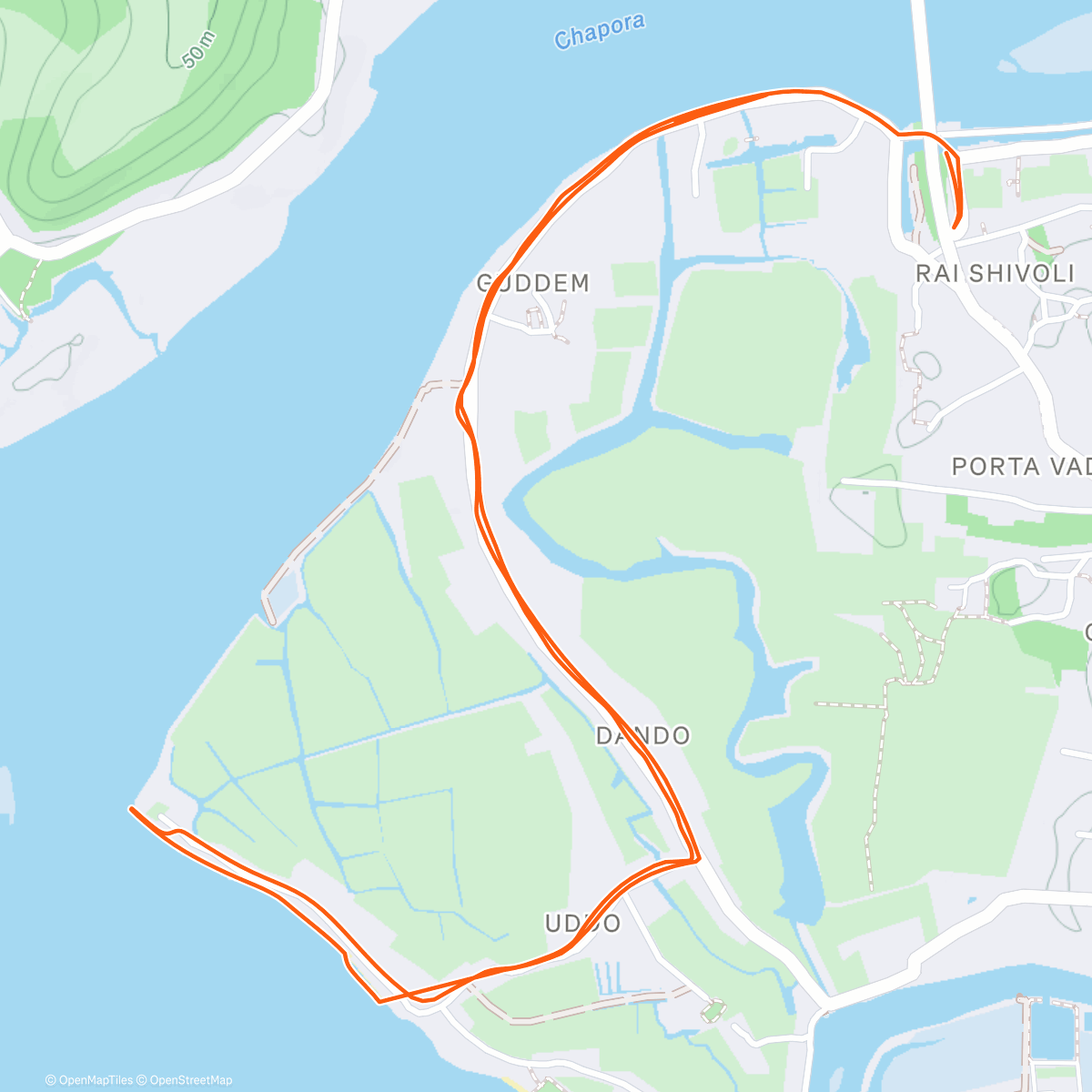 Map of the activity, Morning Run to Uddo beach !!