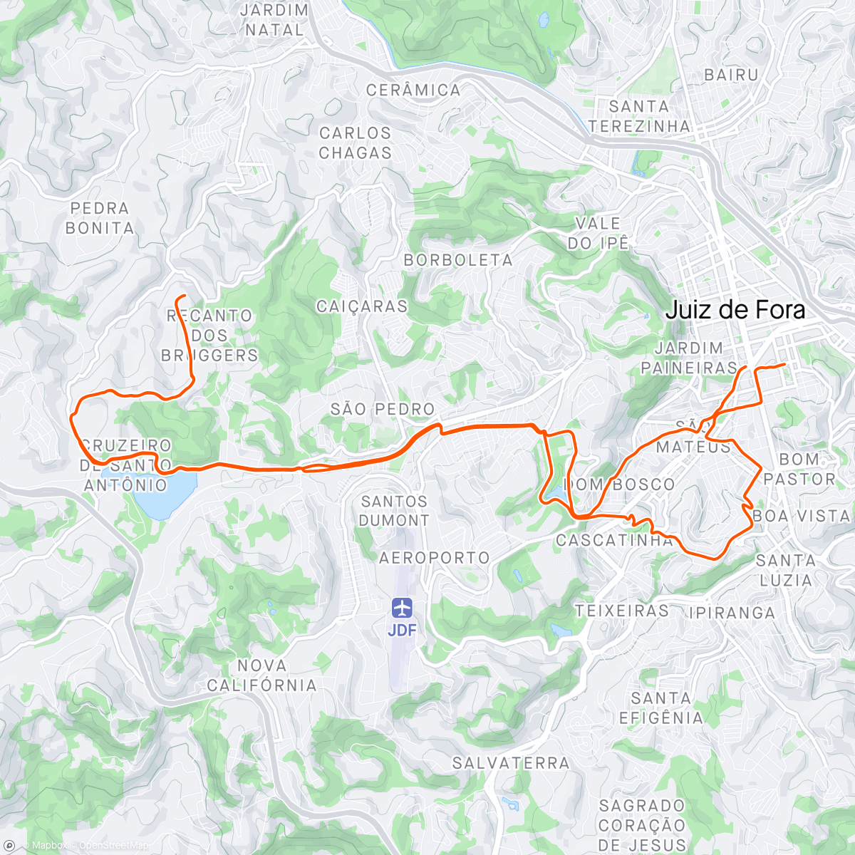 Map of the activity, Pedalada em mountain bike elétrica ao entardecer