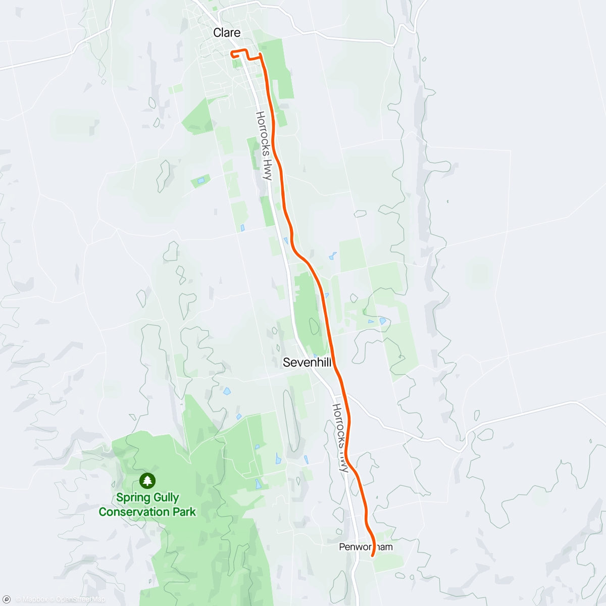 Map of the activity, Clare Valley Half Marathon Run ⛅