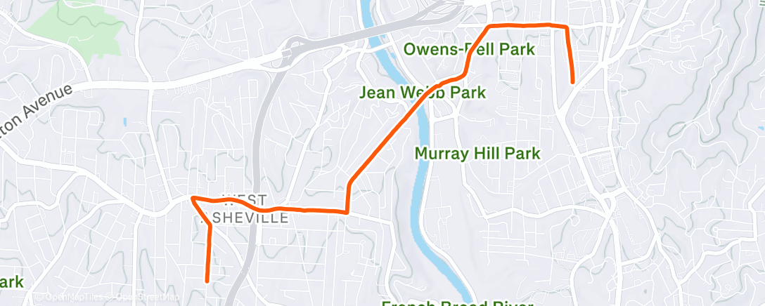 Map of the activity, Afternoon Run