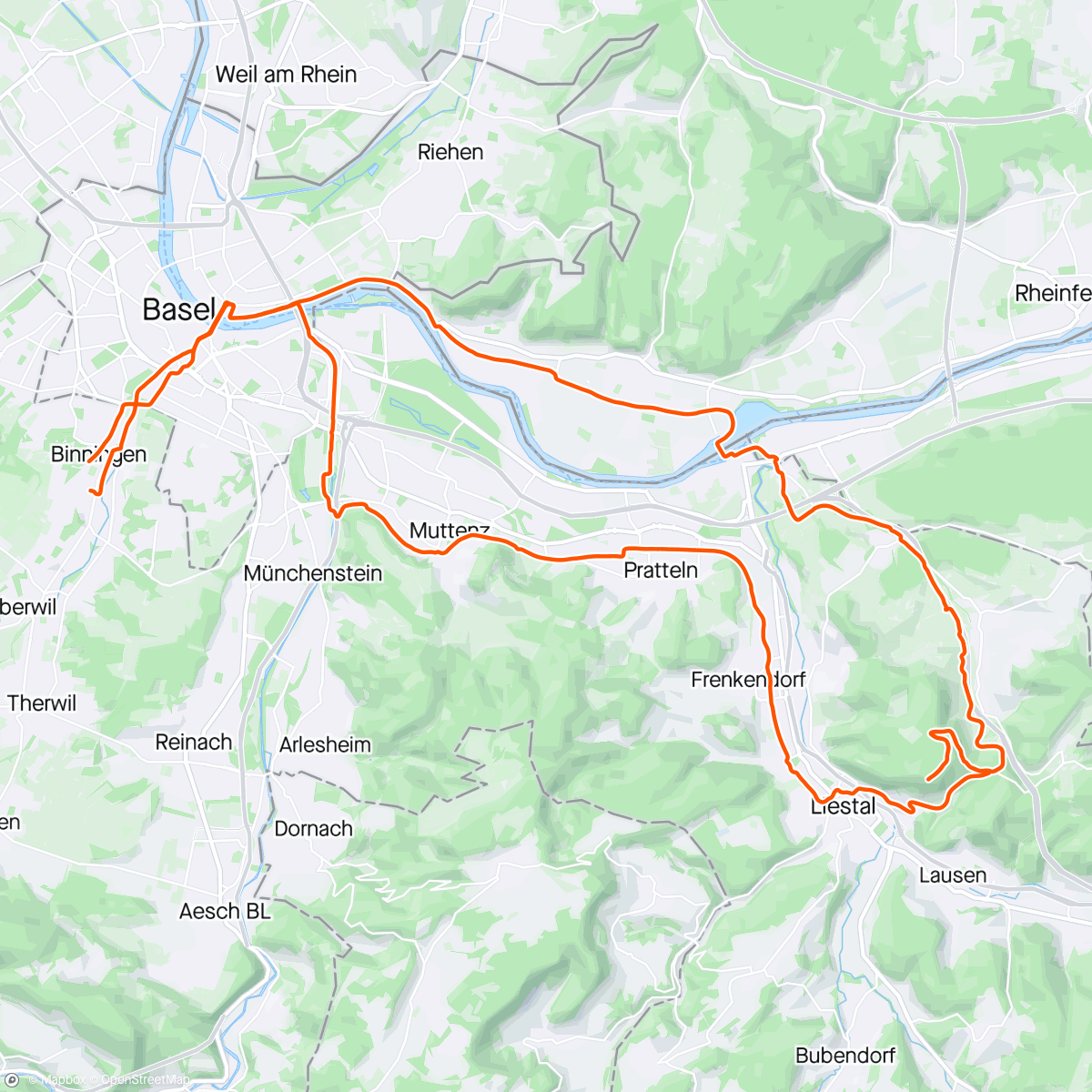 Map of the activity, VCC #3 Social Ride - Liestal