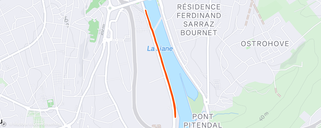 Map of the activity, Course à pied le midi