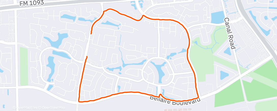 Map of the activity, Morning Run Richmond, Texas 🌧
