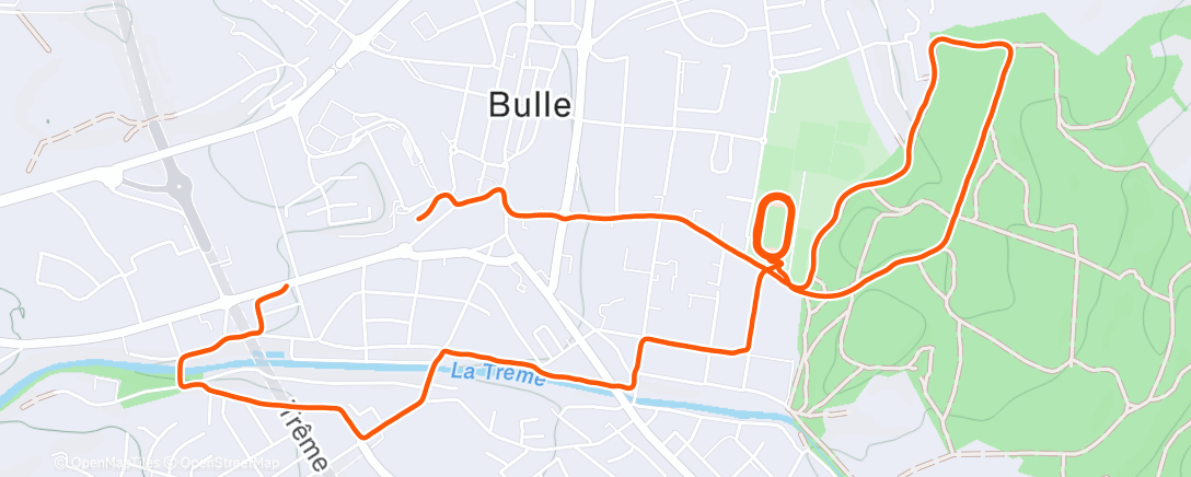 Map of the activity, Afternoon Run