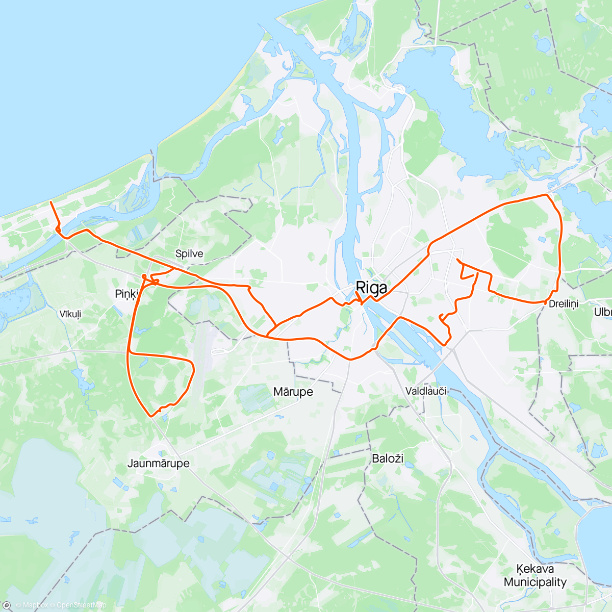 Map of the activity, First outdoor ride