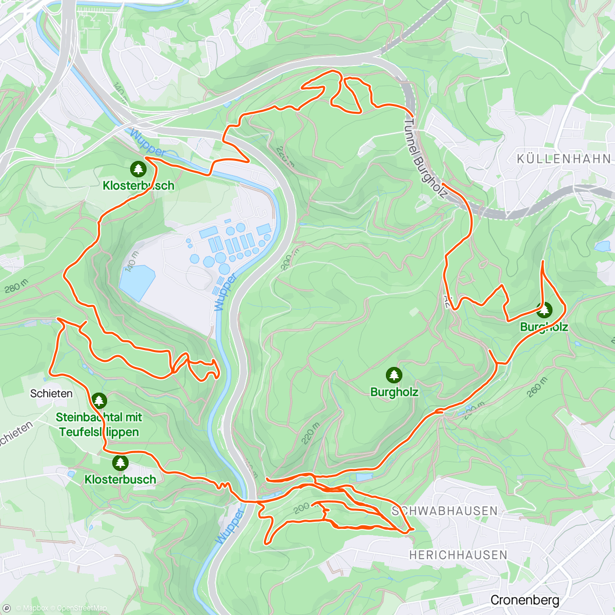 Map of the activity, Wuppertal Trails