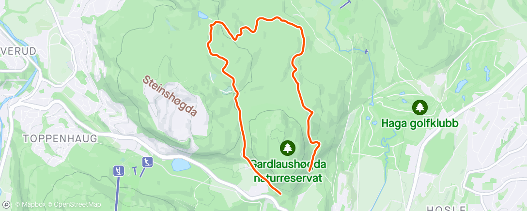 Map of the activity, T-trening Gardlaushøgda 🏃‍♂️