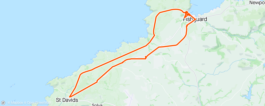 Map of the activity, St Davids and back with Nick