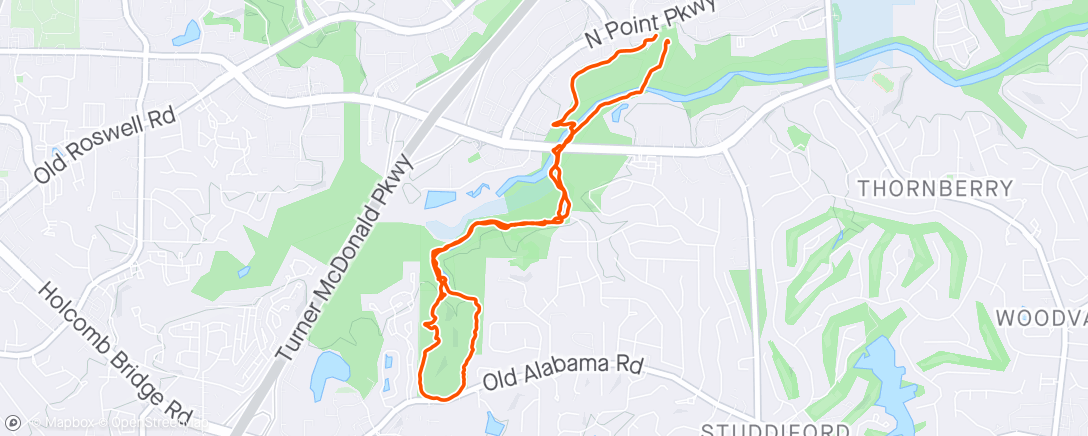 Map of the activity, Greenway run with Bart