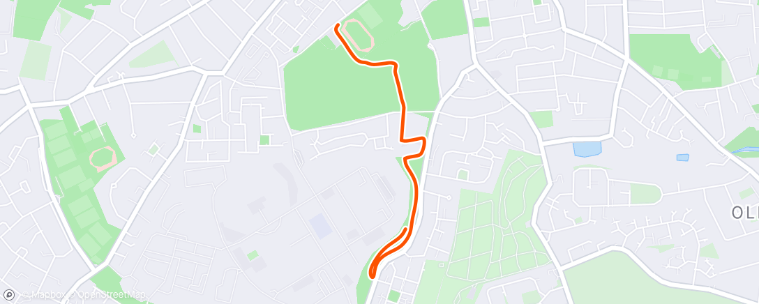 Mapa da atividade, 1 mile effort + Cool down