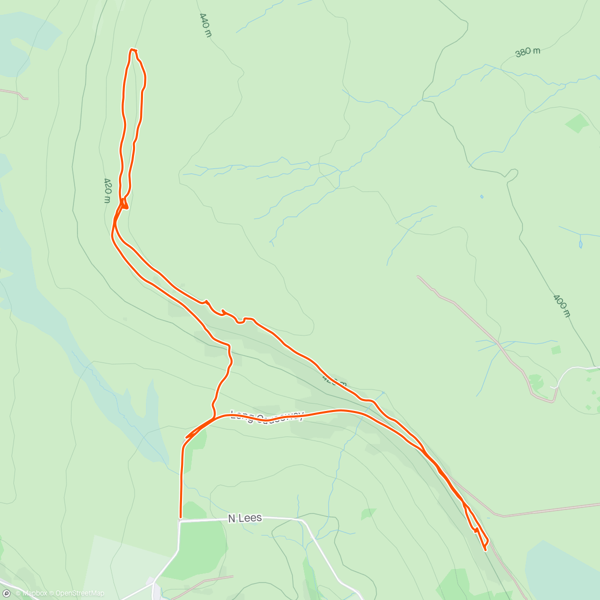 Map of the activity, Official "F" with Rob & Tom on the Stanage 3*HVS challenge......rain stopped play half way through!