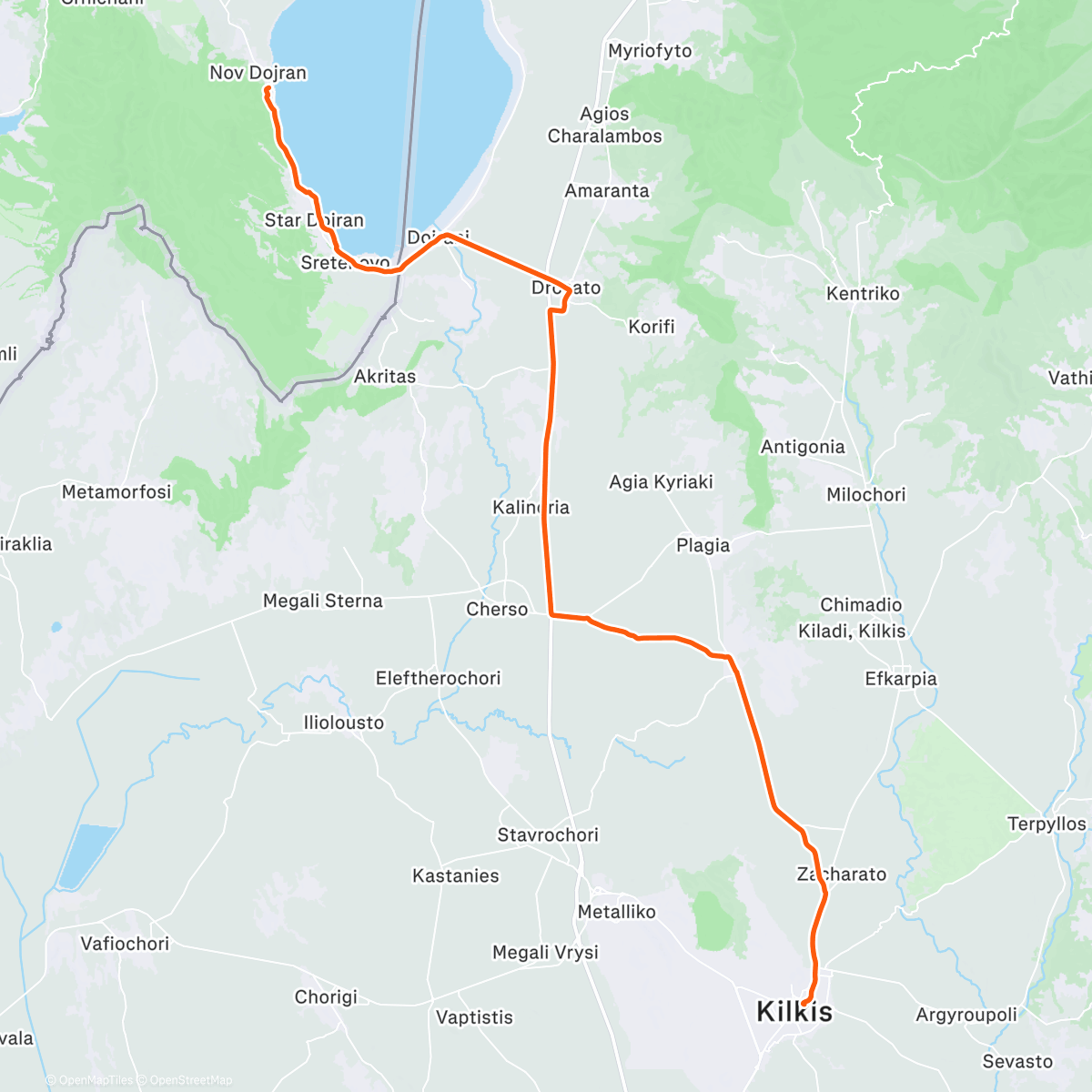 Map of the activity, Nov Dojran 🇲🇰 - Kilkís 🇬🇷