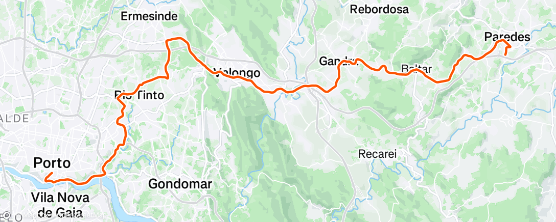 Map of the activity, Volta de bicicleta vespertina