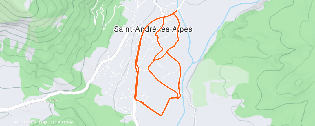 Map of the activity, Footing route à plat