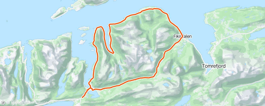 Mappa dell'attività Ålesundsrittet. Tømmerstokk lår etter 7 km og måtte sykle 4 mil alene.. om ikke annet ; en god treningsøkt 😅