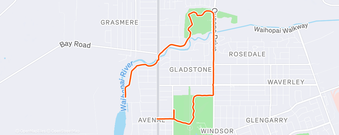 Map of the activity, Evening Run