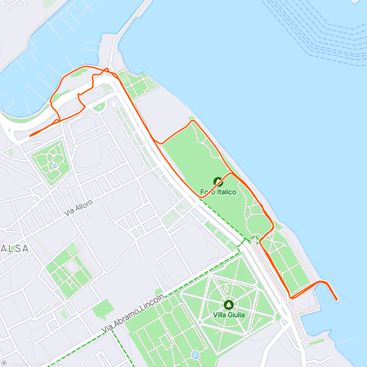 Map of the activity, My Palermo run
