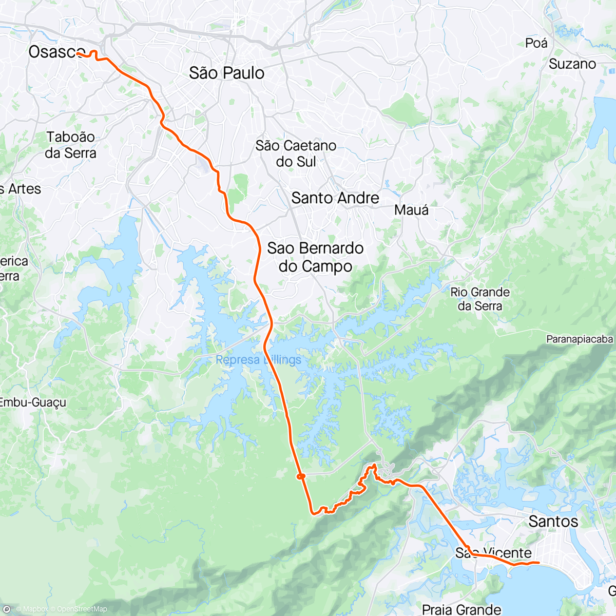 Map of the activity, 06/2014 - Pedal Estrada Manutenção até Santos