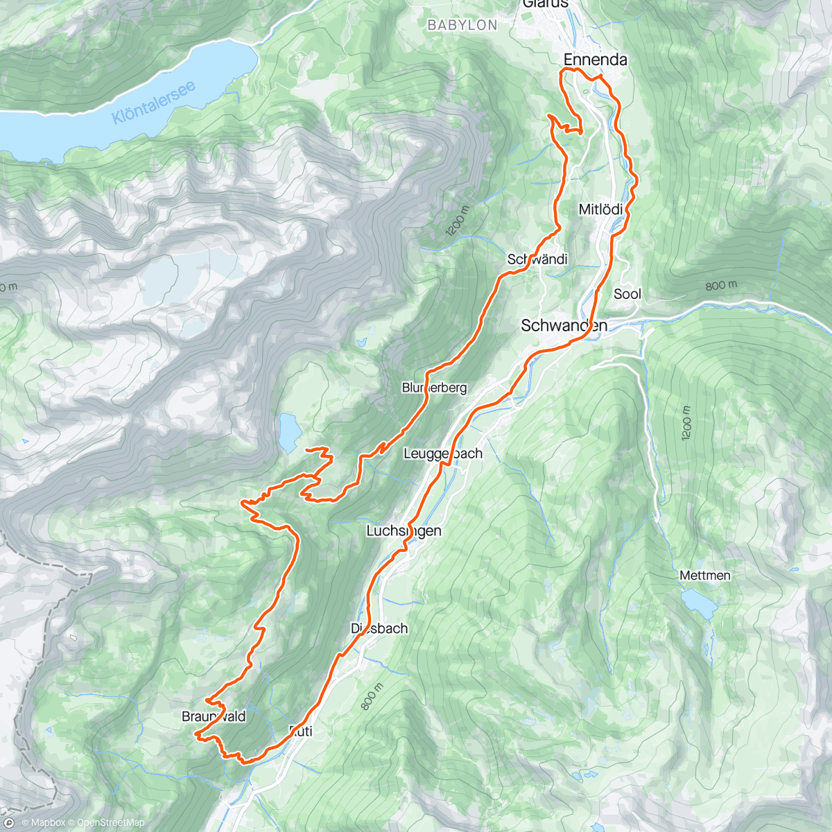 Mappa dell'attività Oberblegi - Bruuwald
