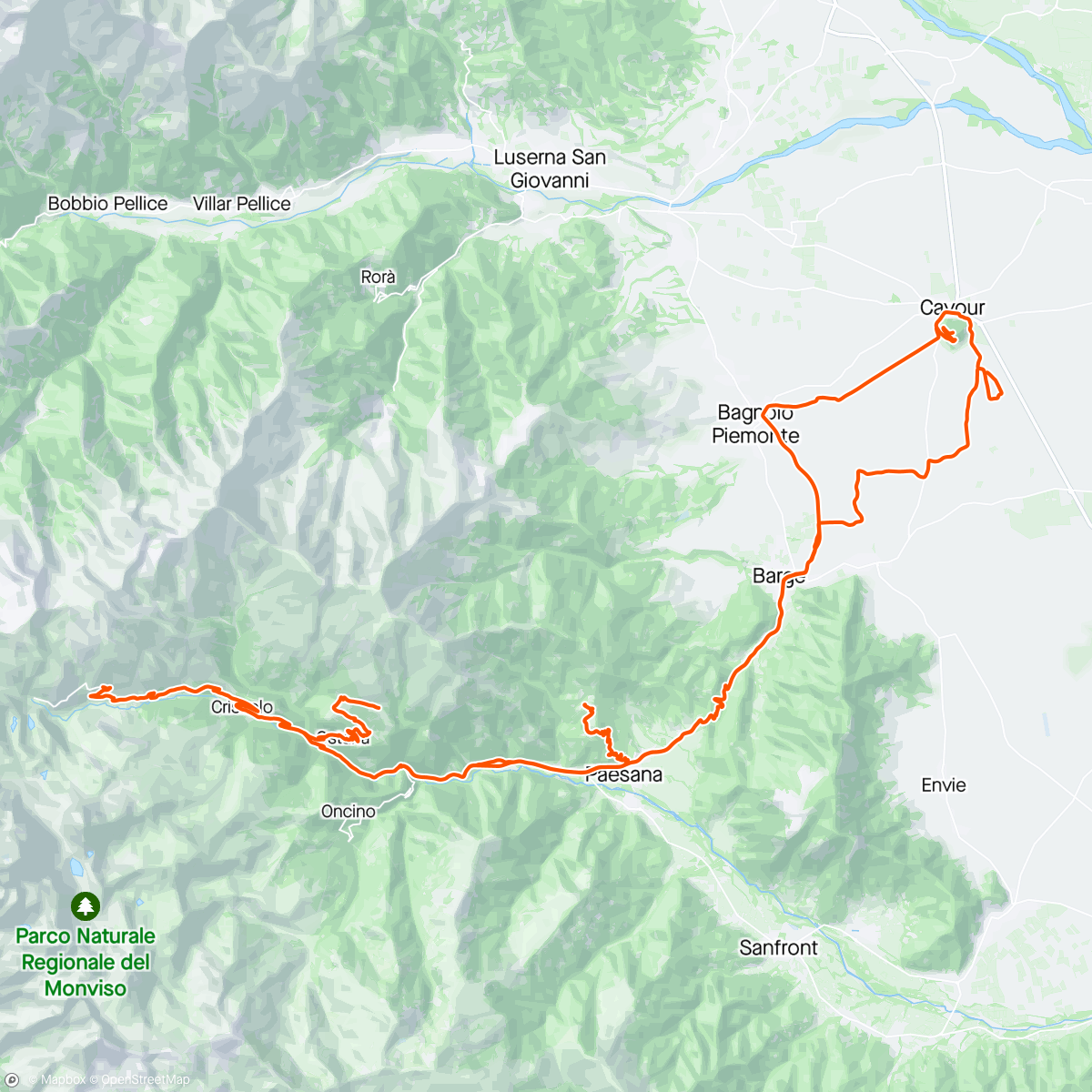 Map of the activity, Quasi Pian del Re - Nostromisun - Agliasco - Rocca