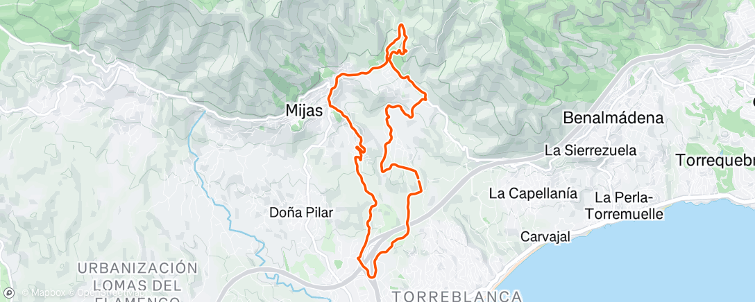 Map of the activity, Bicicleta de montaña por la tarde