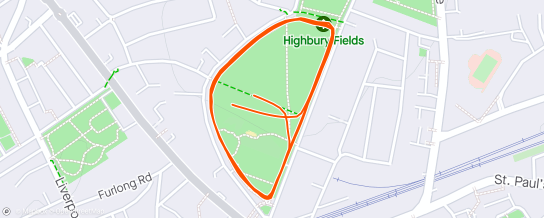 Map of the activity, LM W16 R4:Relaxed Highbury Fields Parkrun