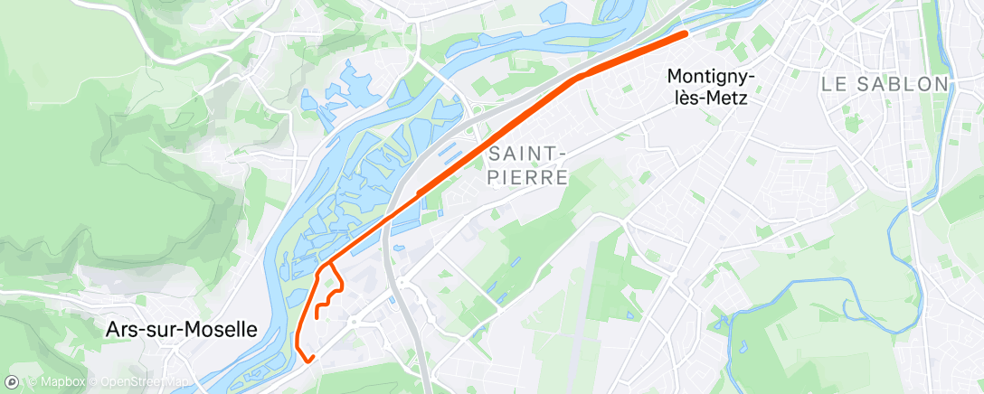 Map of the activity, Fractionner 3x2km à 3:50 min/km 🔥