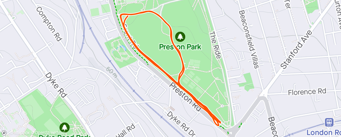 Karte der Aktivität „Brighton, Preston Park”
