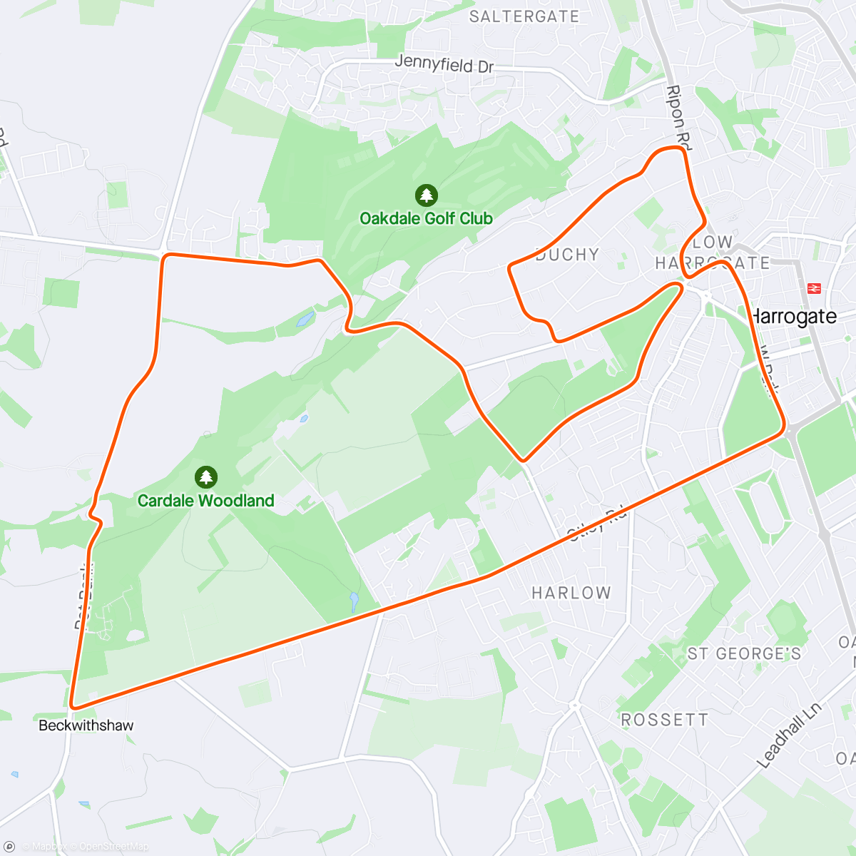 Map of the activity, Zwift - Group Ride: The HERD Kickstart (D) on Harrogate Circuit Reverse in Yorkshire