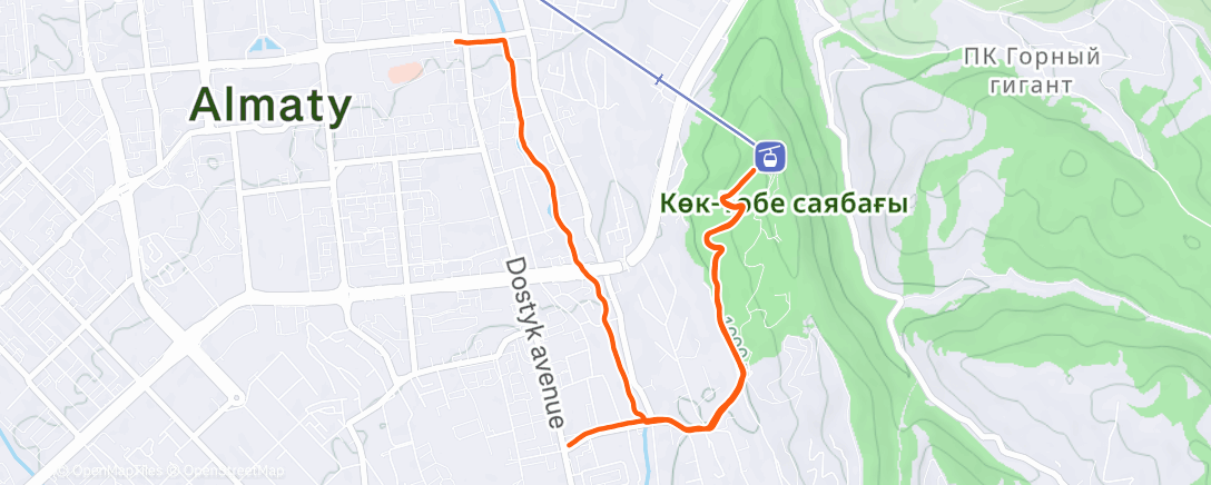 Map of the activity, Вечерний забег