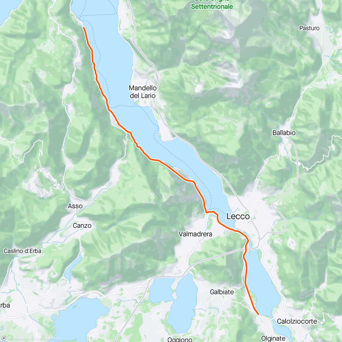 Карта физической активности (ROUVY - Along Lake Como | Italy)