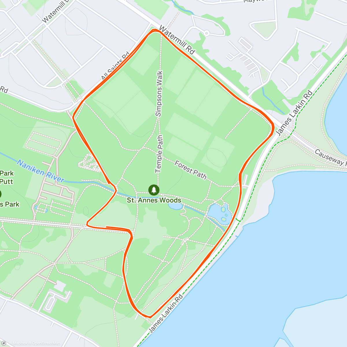 Map of the activity, Park Run with Oran