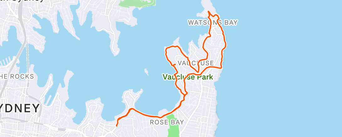 Map of the activity, To Vaucluse to pick up Dimitri for a jog around to Neilson park for coffee then jog back home!