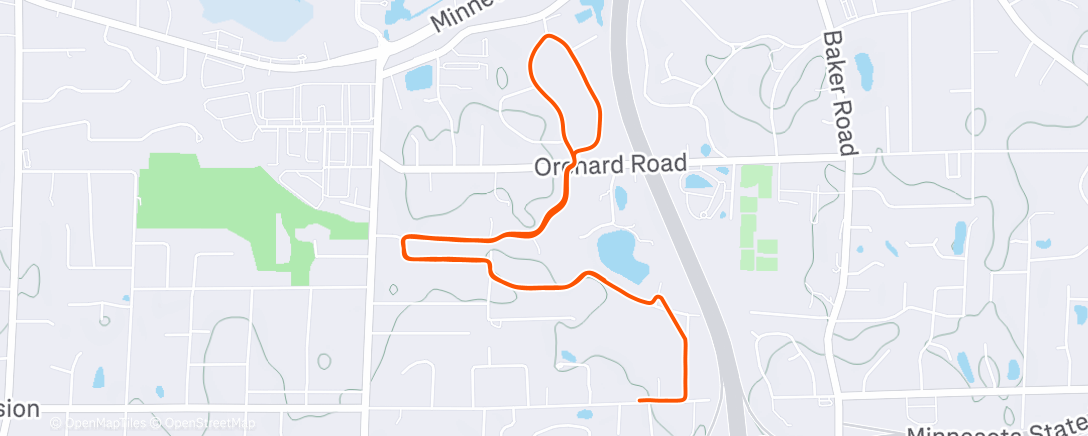 Map of the activity, Afternoon Run