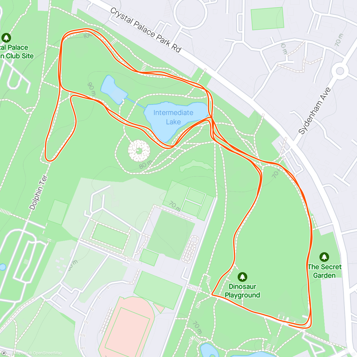 Map of the activity, Crystal Palace Parkrun. 20Apr24.