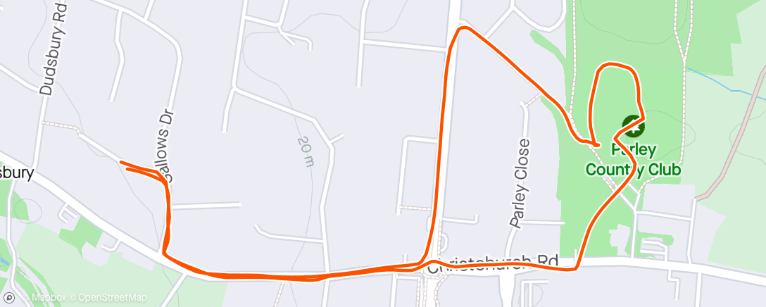 Map of the activity, Evening Run with Kim
