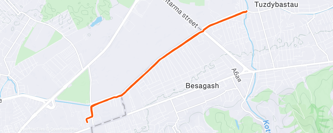 Map of the activity, Разминка 2 км, фартлек 6х1 км/2’ (~3.41.8), заминка 1 км