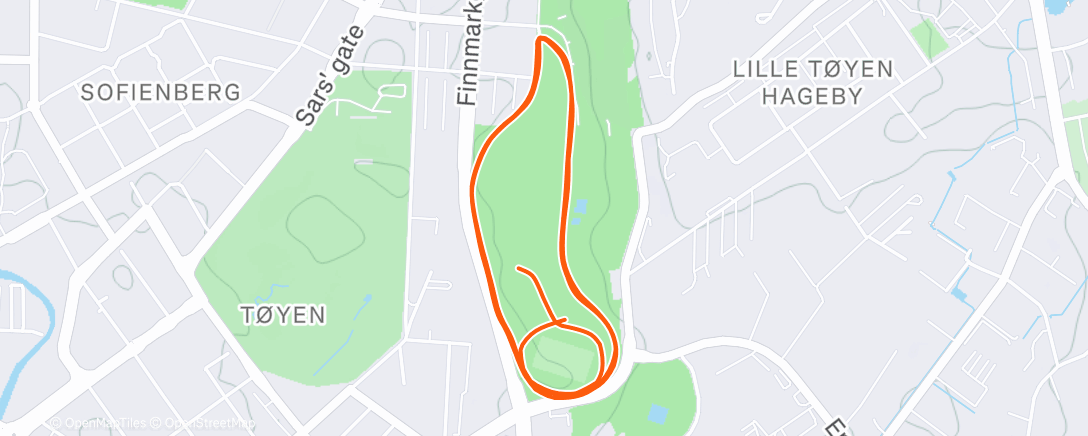 Map of the activity, Tøyen Parkrun