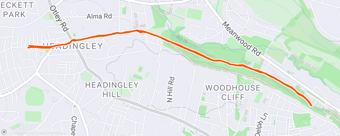Map of the activity, Evening Run
