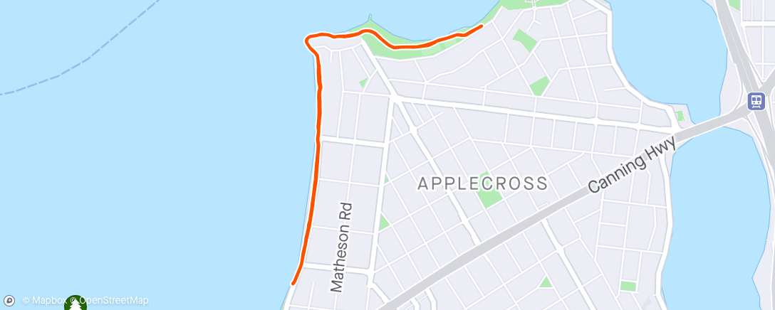 Map of the activity, Applecross parkrun 🇦🇺