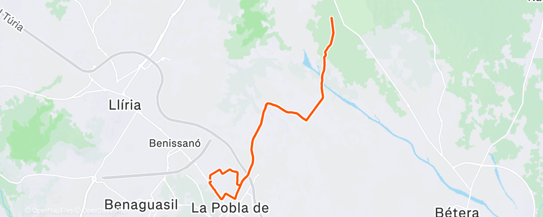 Map of the activity, Bicicleta por la tarde