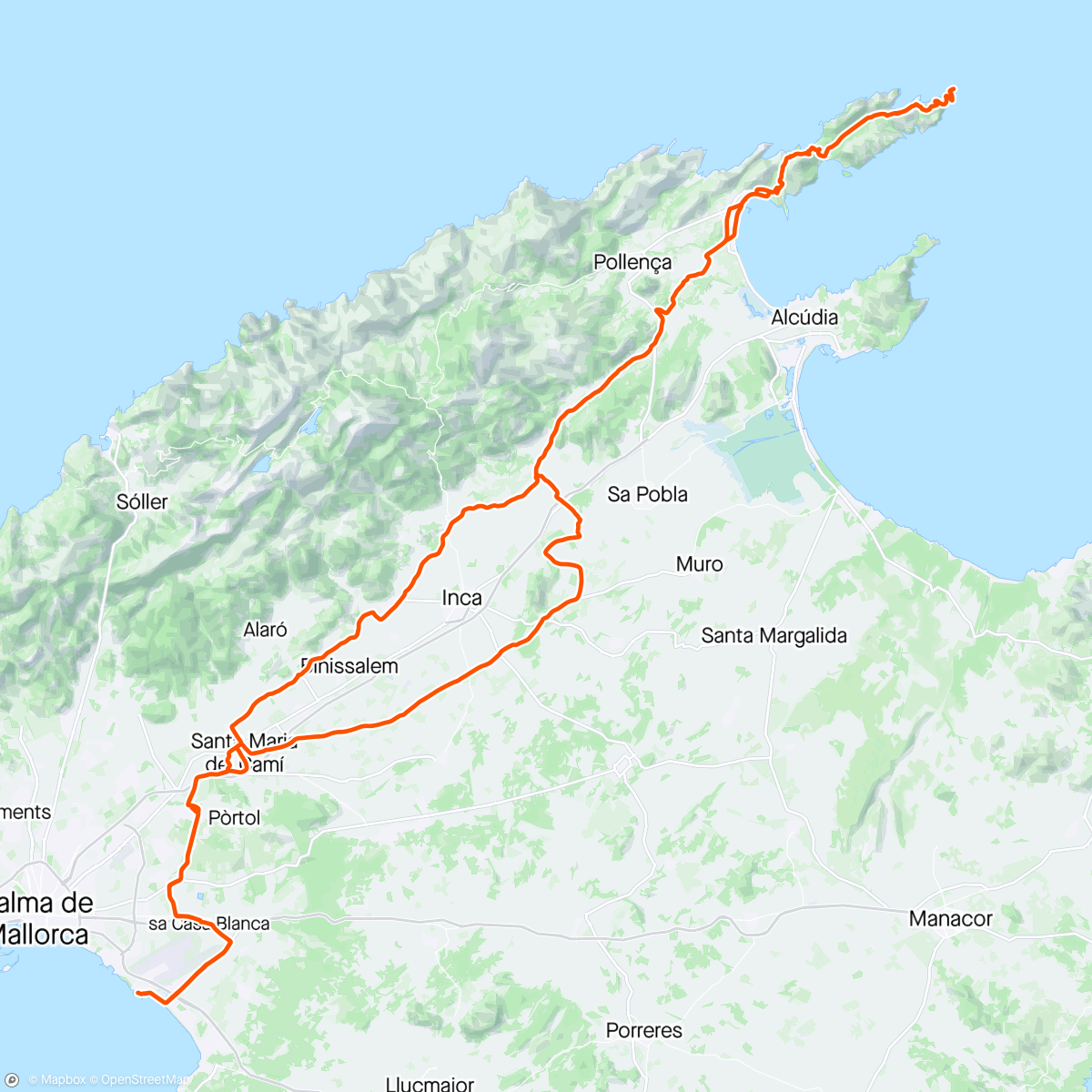 Map of the activity, Mooie laatste rit naar cap de Formentor